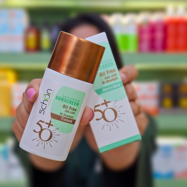 ضد آفتاب فلوئید رنگی شون مدل Dew Shield با SPF 50 حجم 50 میلی لیتر