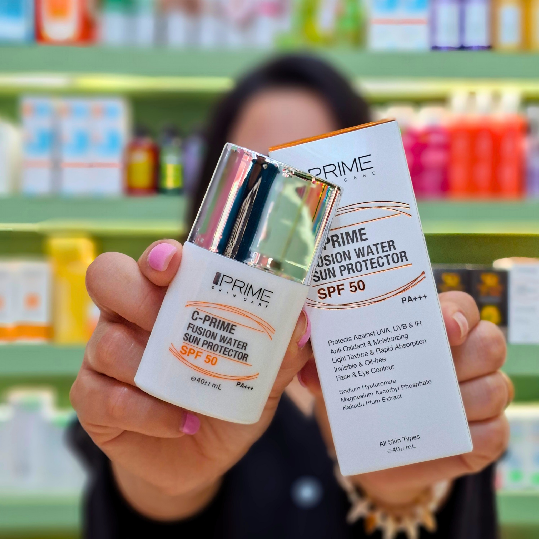فلوئید ضد آفتاب پرایم مدل فیوژن واتر حاوی ویتامین سی با SPF50 حجم 40 میلی لیتر