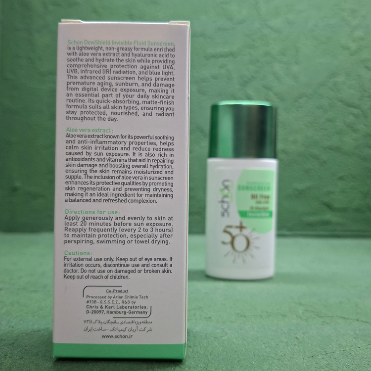 ضد آفتاب فلوئید بی رنگ شون مدل Dew Shield با SPF 50 حجم 50 میلی لیتر