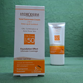کرم ضد آفتاب کرم پودری هیدرودرم با SPF50 مناسب انواع پوست حجم 40 میلی لیتر