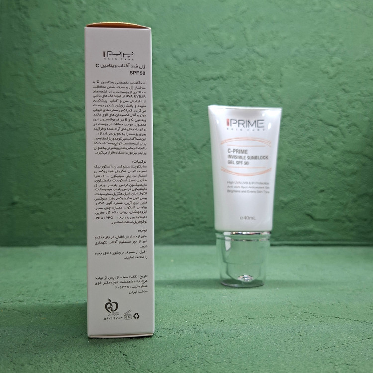 ژل ضد آفتاب پرایم بی رنگ SPF50 حاوی ویتامین سی حجم 40 میل