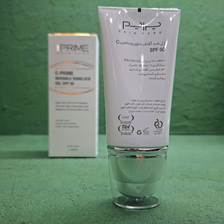 ژل ضد آفتاب پرایم بی رنگ SPF50 حاوی ویتامین سی حجم 40 میل