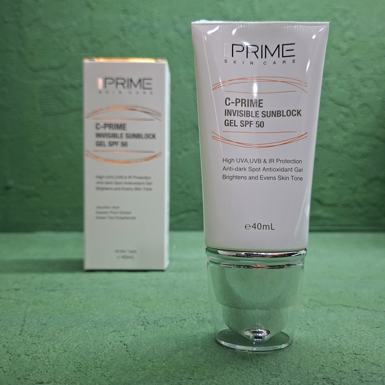 ژل ضد آفتاب پرایم بی رنگ SPF50 حاوی ویتامین سی حجم 40 میل