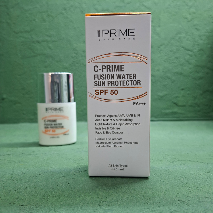فلوئید ضد آفتاب پرایم مدل فیوژن واتر حاوی ویتامین سی با SPF50 حجم 40 میلی لیتر