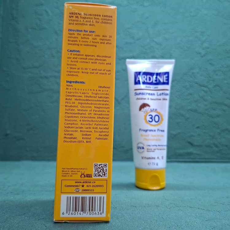 لوسیون ضد آفتاب کودکان آردن مدل Fragrance Free با SPF30 حجم 75 گرم