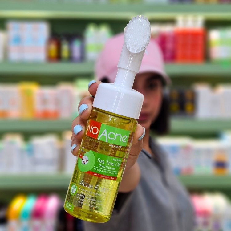 فوم شستشو صورت نوآکنه مدل براش دار حاوی روغن درخت چای و لیمو مناسب پوست چرب و جوش دار حجم 150 میلی لیتر